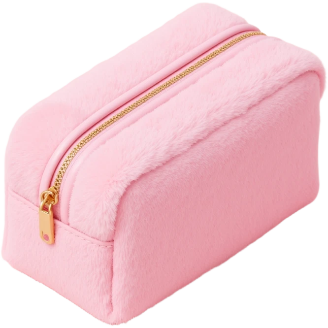 light pink fluffy cosmetics bag emoji