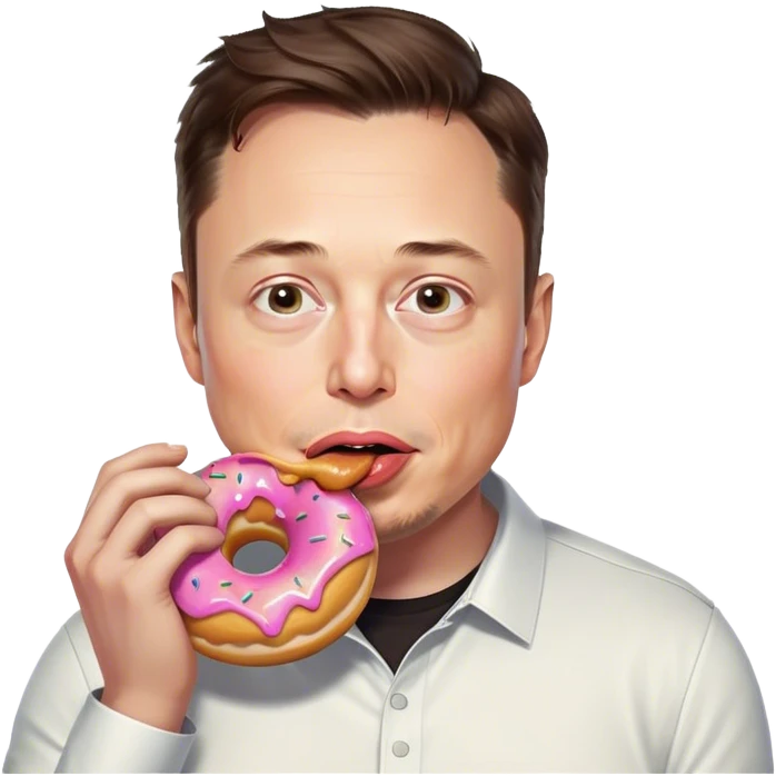 Elon musk eating a donut emoji