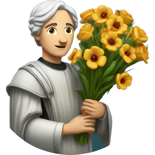 Petrarch holding a bouquet of flowers emoji