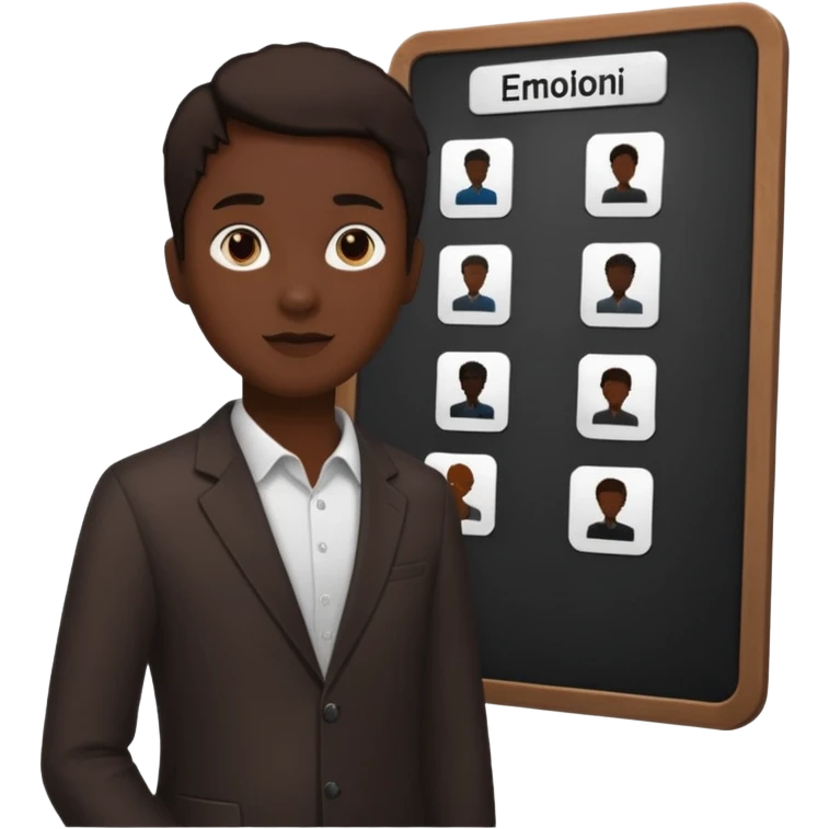 person silhouette standing next to a project board emoji
