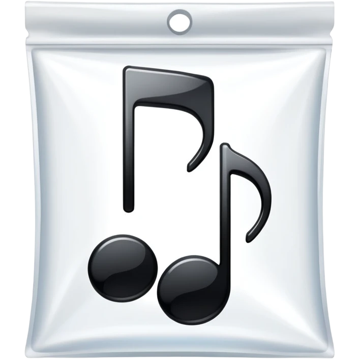 ziplock bag containing a single musical note emoji