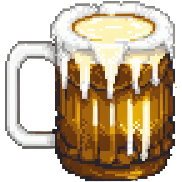 A pixelated mug of golden beer with white foam on top emoji
