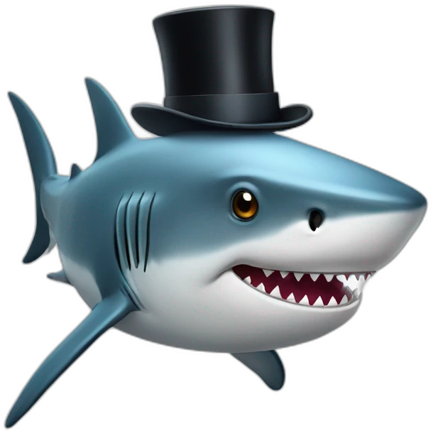 Shark with a top hat emoji