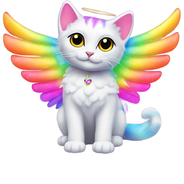 Lisa frank rainbow cat with angel wings emoji