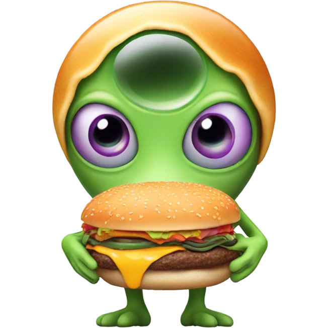 Alien eat a burger emoji