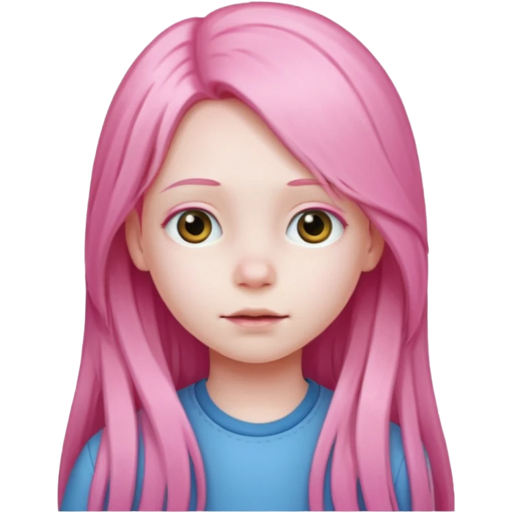 child with pink long hair emoji