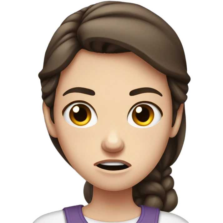 Angry white girl with dark brown hair emoji