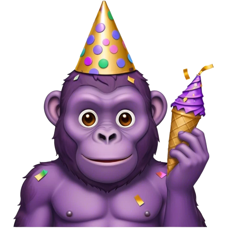 purple ape with birthday cone and cobfetti emoji