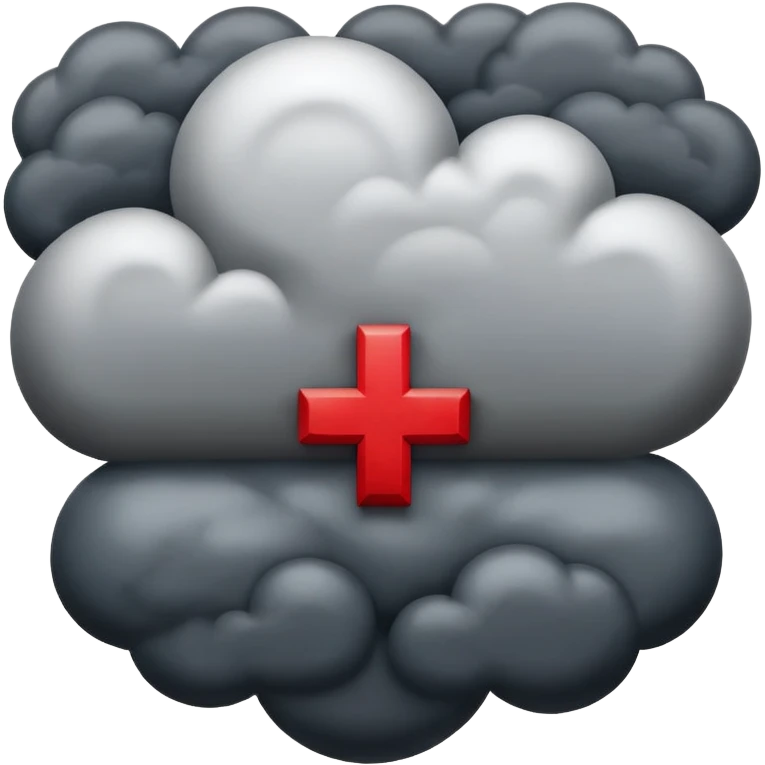 Red Cross symbol with dark storm cloud, representing negativity emoji