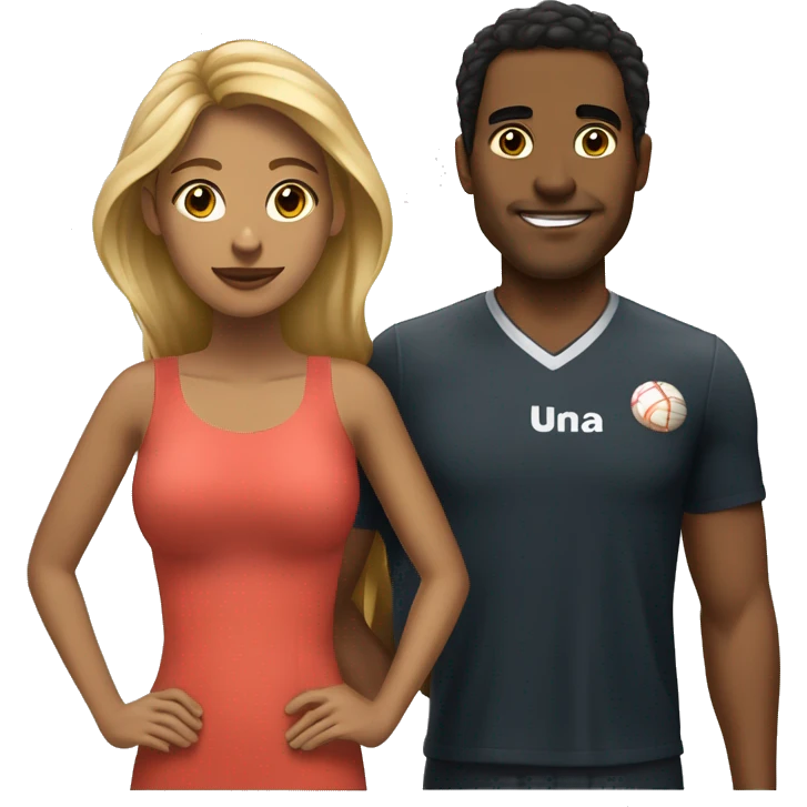 una pareja de un voleibolisata rubio y una chica con pelo negro  emoji