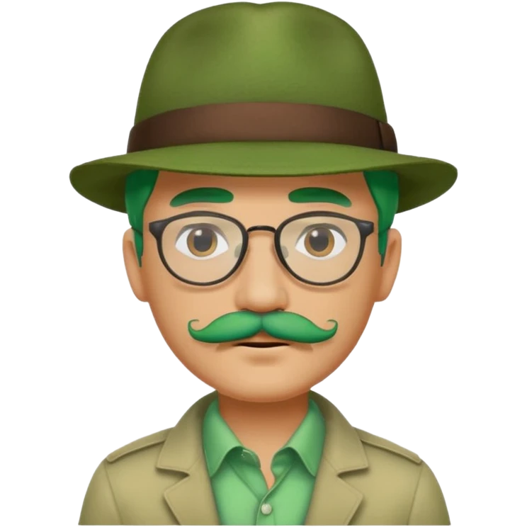 venice gondolier with green hair, iconic hat, normak glassess and mustache emoji