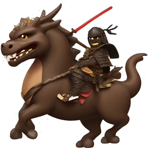 Samurai covered in chocolate riding a dragon emoji