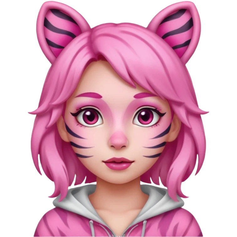 Girl with pink tiger ears emoji