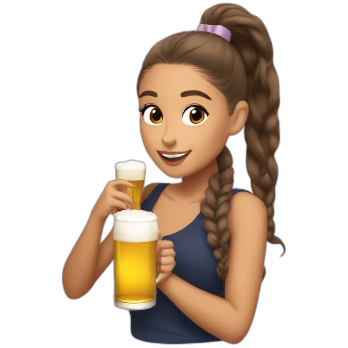 Ariana Grande drinks a beer emoji