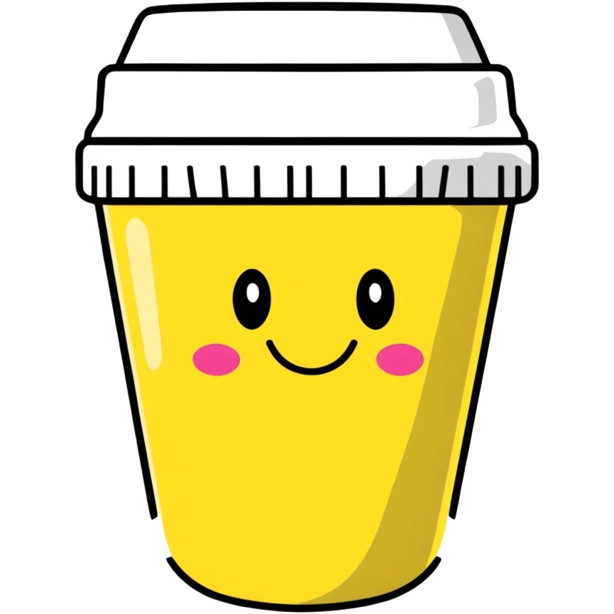 cute coffee cup with smiley face emoji