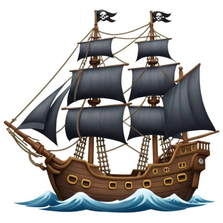 pirate sailing a ship in strome sea background emoji