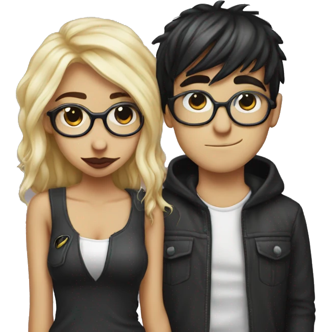 Nerd and emo kissing emoji