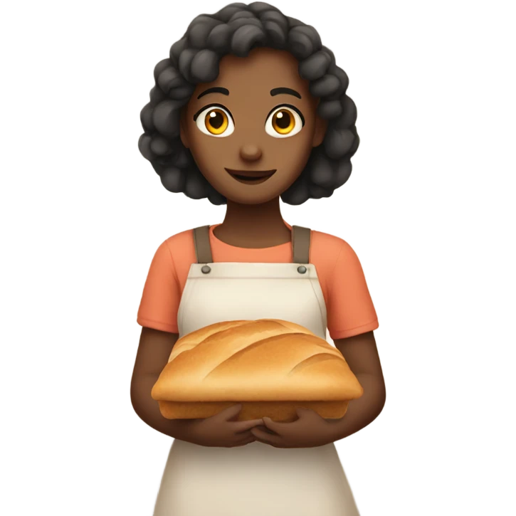 girl holding bread in hands emoji
