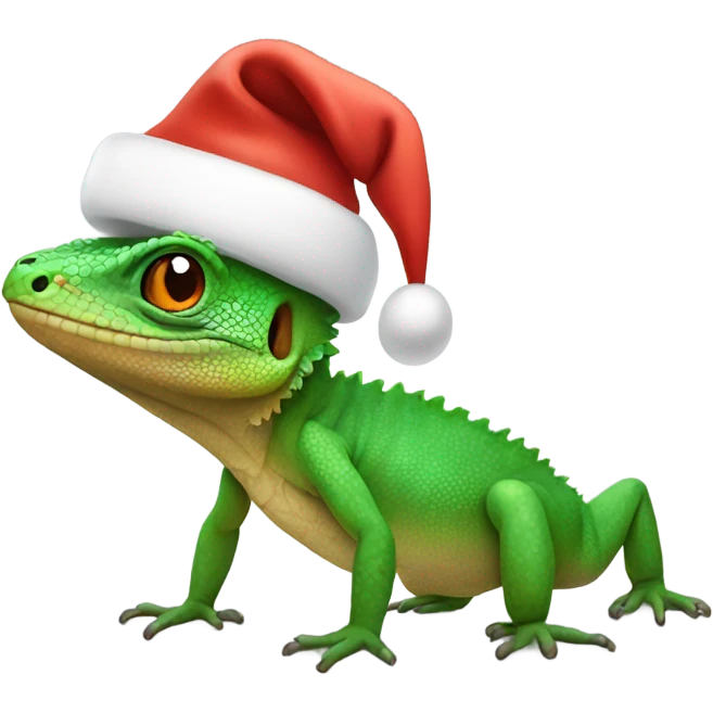 Lizard with Santa hat emoji