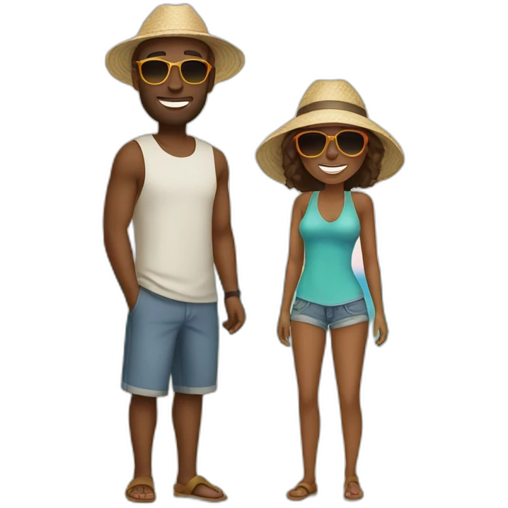 beach vacation couple emoji