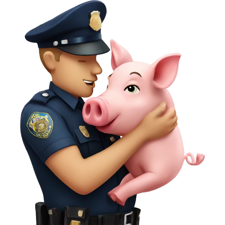Cop kissing a pig emoji