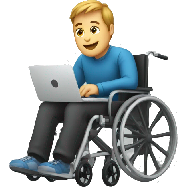 man in wheelchair with laptop emoji