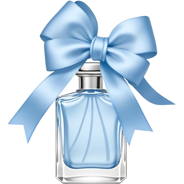 On a background of textured ivory lace, a delicate frosted glass perfume bottle sits at the center, adorned with a pale blue satin ribbon, tied into an elegant bow. The soft translucency of the bottle hints at the floral notes hidden within, while a cluster of white and sky-blue pansies rests beside it, their velvety petals curling slightly at the edges. The light reflects gently off the intricate patterns in the lace, creating an ethereal interplay of textures and shadows, enhancing the dreamy, vintage aesthetic. emoji