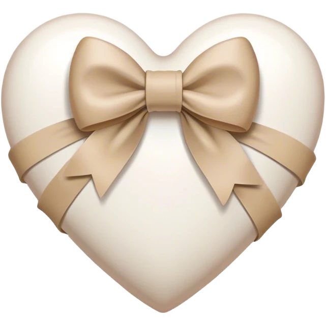 white heart with beige bow emoji