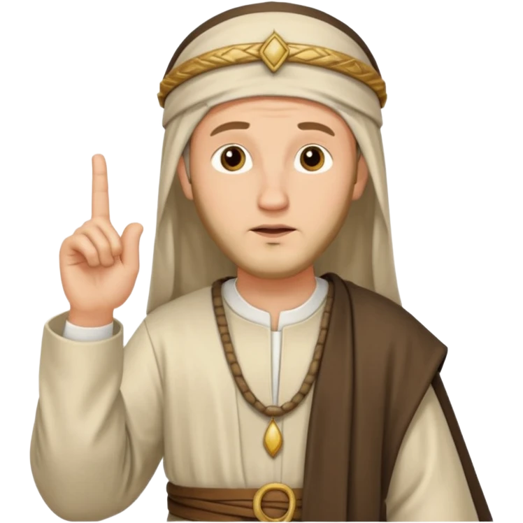 Pharisee, teaching, raised finger, ancient clothing, thoughtful face emoji