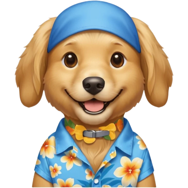 Goldern Dog – wearing blue aloha shirt emoji