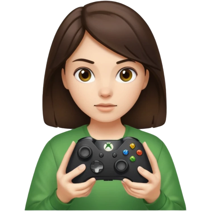 Brunette girl holding Xbox controller  emoji