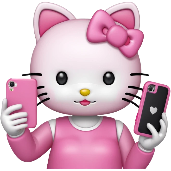 Hello Kitty holding smartphone, doing selfie. emoji