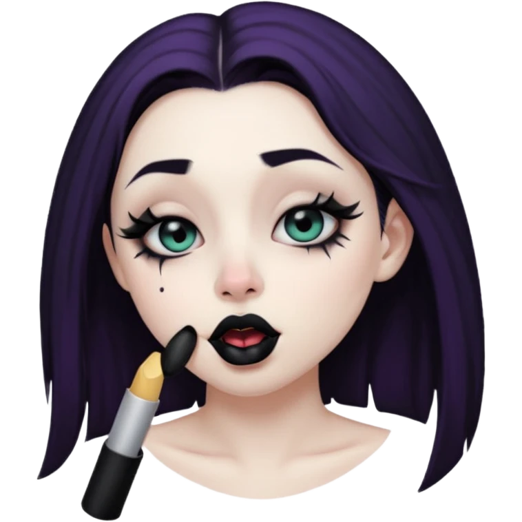 Goth girl with her eyes rolled up and towards her nose and her tongue sticking out doing uwu face emoji