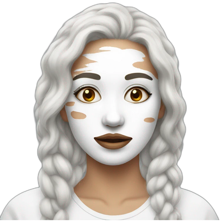 women with white paint on her face emoji
