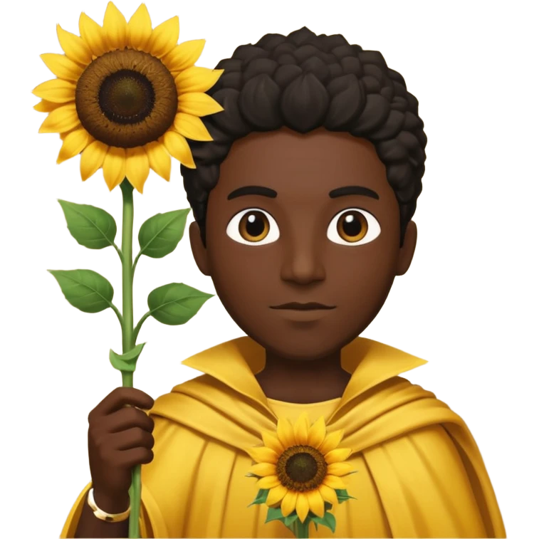 black god with sunflower, scepter emoji