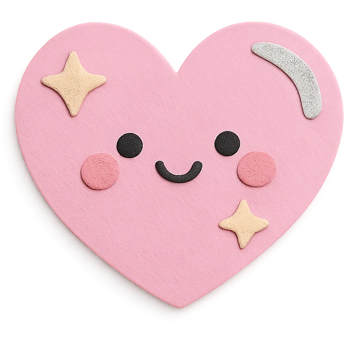 kawaii glittery pink heart, soft shine, soft pastel colors, no limbs, full body, paper craft style emoji
