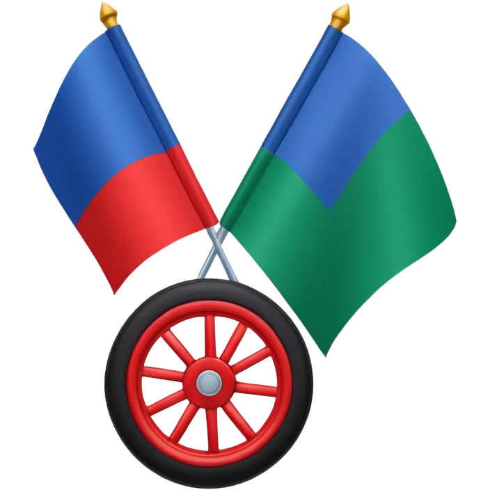 Emoji drapeau moitié à la verticale bleu en haut vert en bas avec une roue rouge au millieu  roue en plein millieu du drapeau emoji