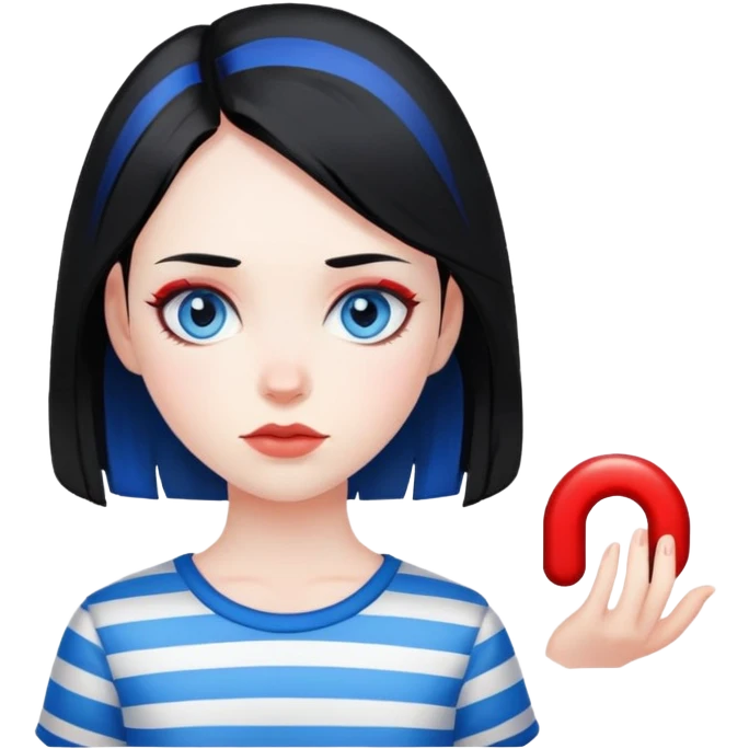 Girl-pale-black hair-red stripe hair-blue eyes emoji
