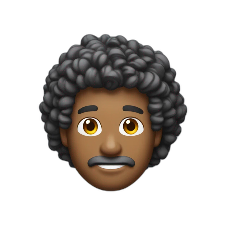 un homme avec cheveux bouclé qui porte un AirPods Max emoji
