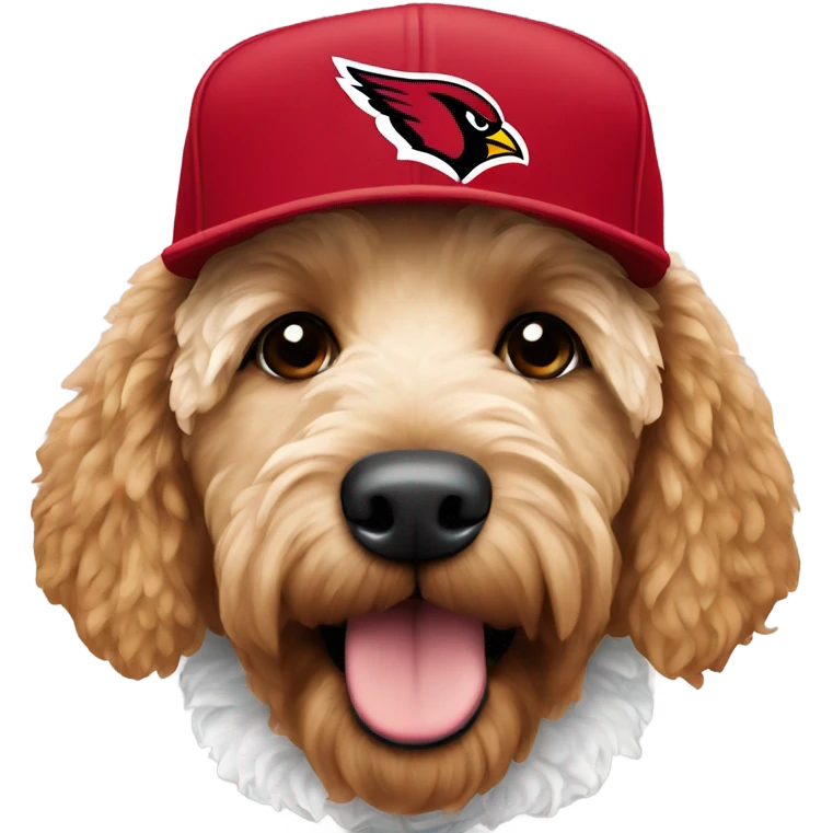 Golden doodle with Arizona cardinals hat  emoji