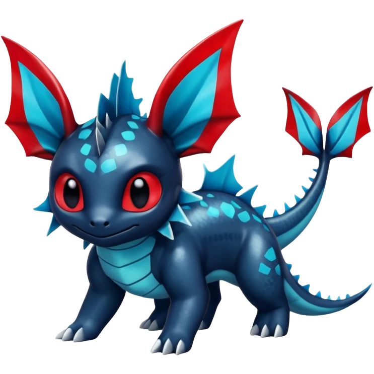 Shiny Red And Black Colorful Stitch-Vaporeon-Toothless-Fakémon-hybrid-creature (full body)  emoji