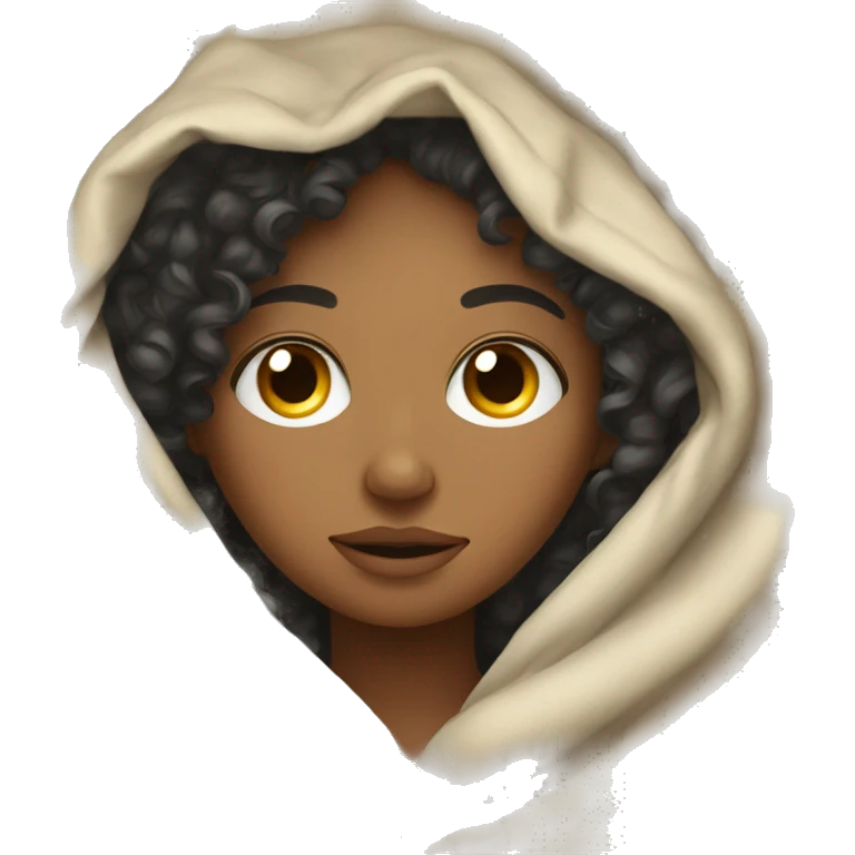 Curly head girl snuggled in a blanket  emoji