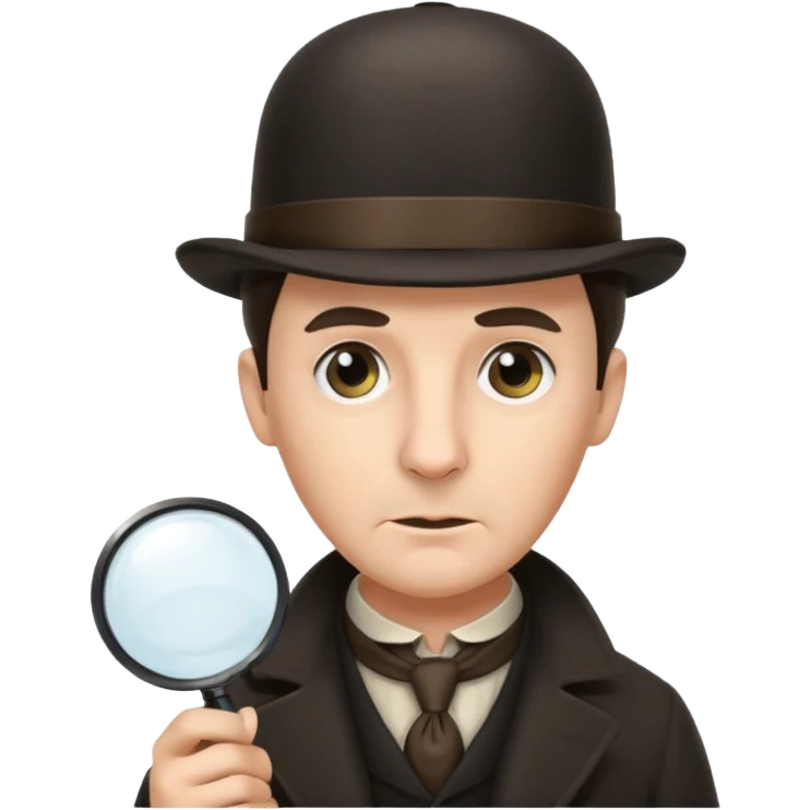 Sherlock Holmes in a bowler hat and with a magnifying glass emoji