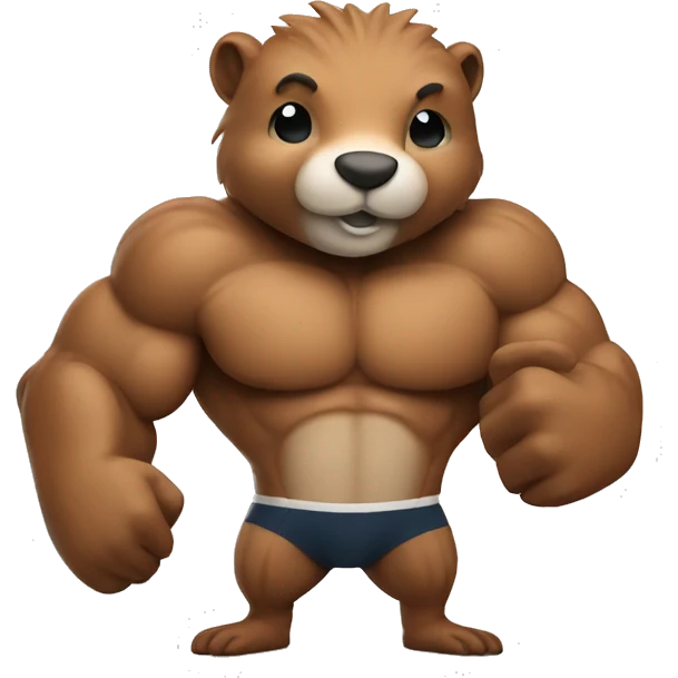 Sports beaver with muscles emoji