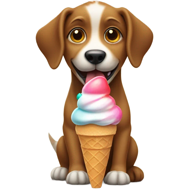 Dog with dinosaur body holding an ice cream emoji