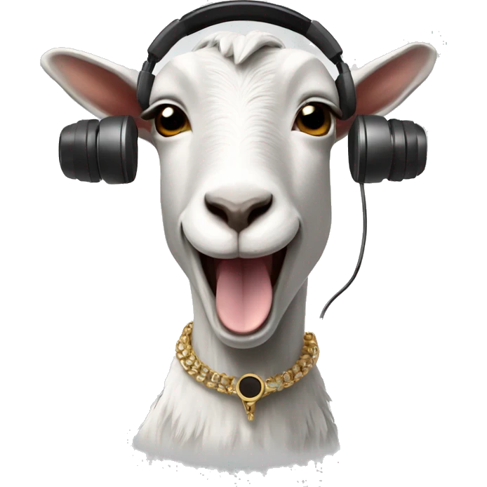 goat with headphones and a necklace singing with a microphone  emoji