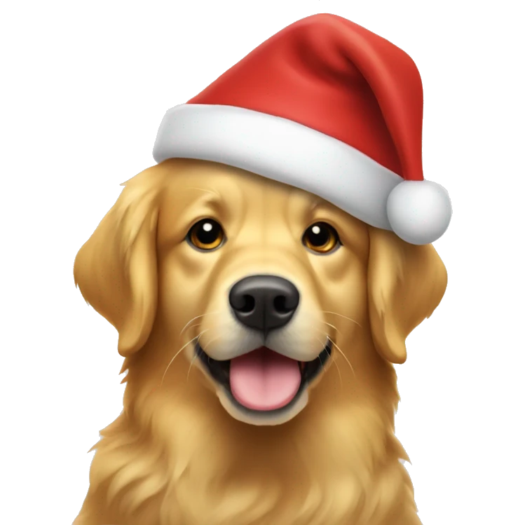 Golden retriever head in Santa hat emoji