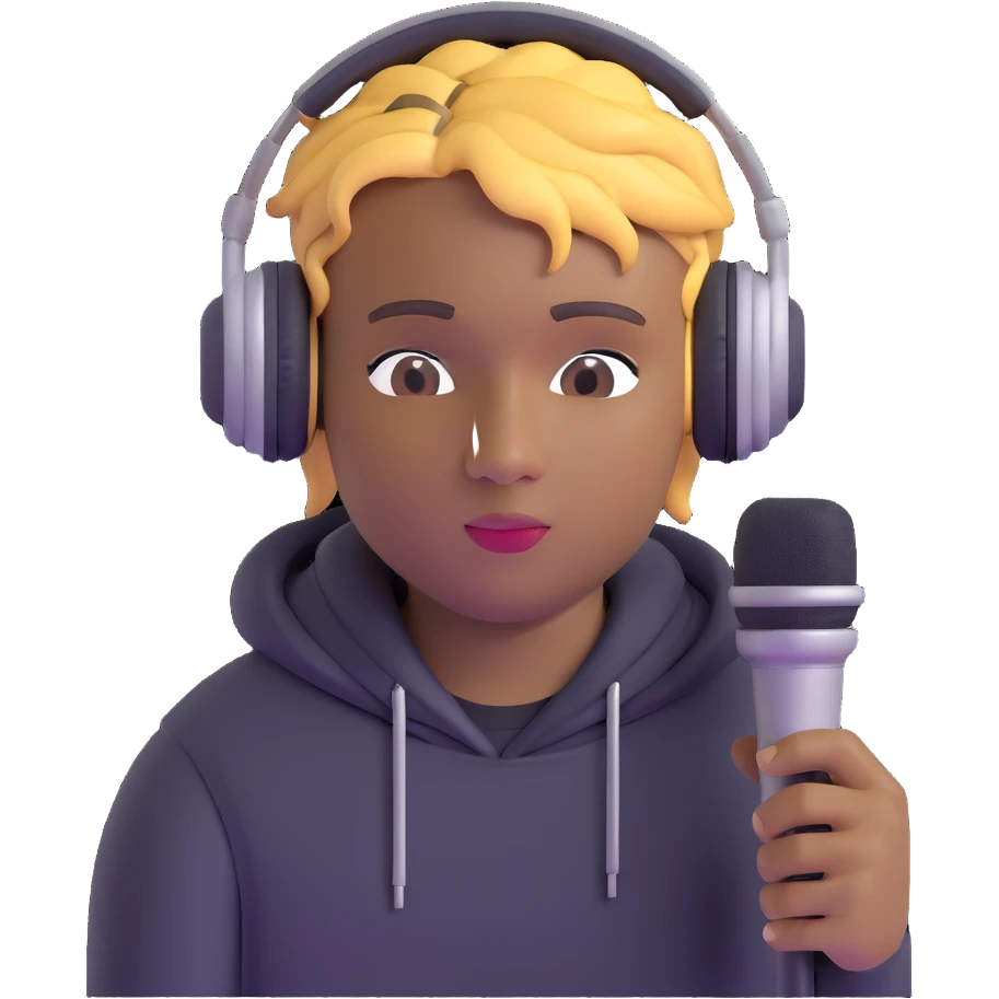 Juice WRLD with headphones and microphone emoji