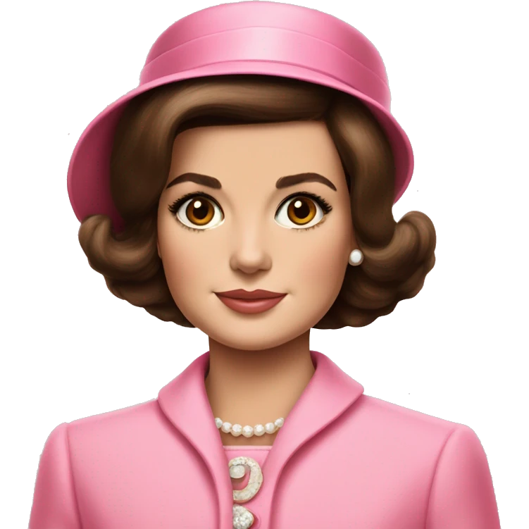 Young Jackie Kennedy in pink suit and pillbox hat emoji