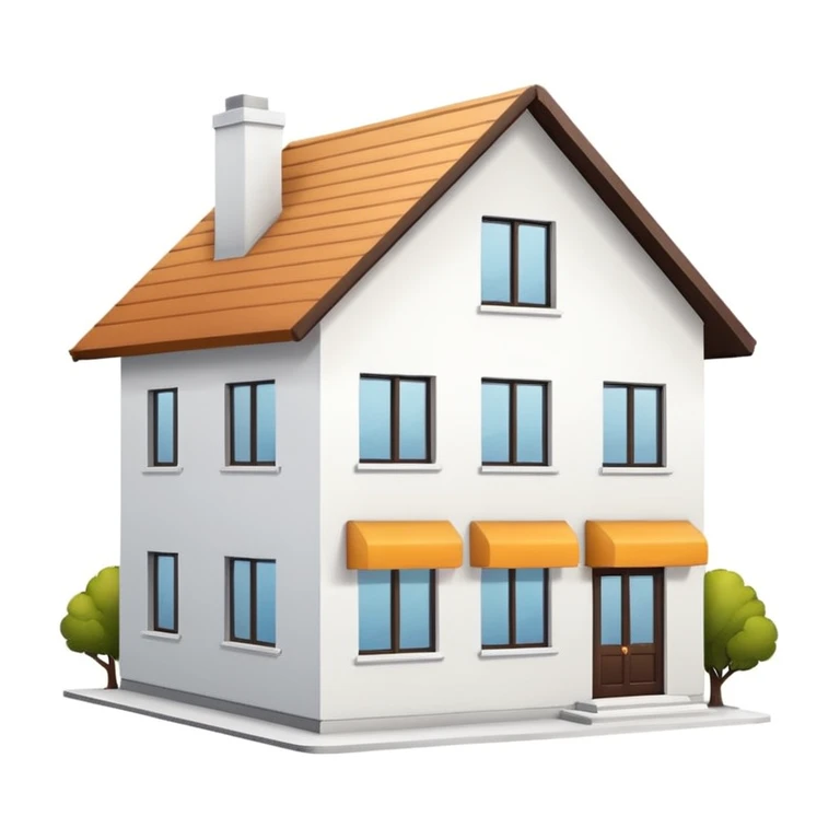 shared house minimalistic on white background, fullly filled emoji